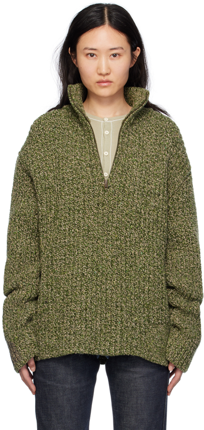 Maison Margiela Green Mended Sweater In 687f Green