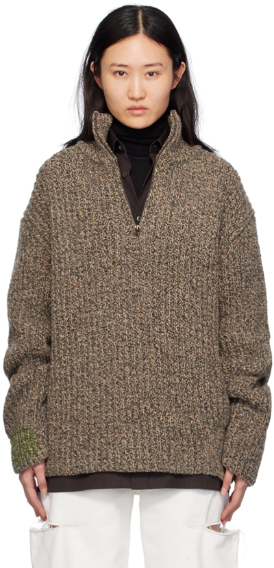 Maison Margiela Brown Mended Sweater In 810f Medium Brown