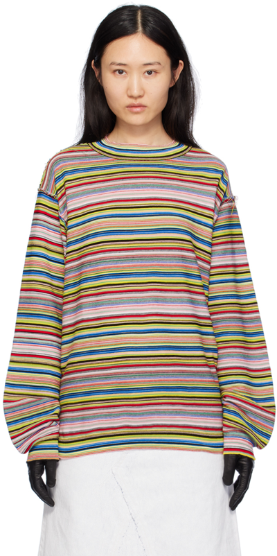 Maison Margiela Stripe Print Sweater Men Multicolor In Cotton In 001f Stripes Color