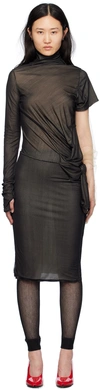 MAISON MARGIELA BLACK ASYMMETRIC MIDI DRESS