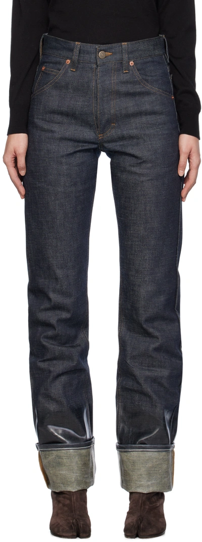 Maison Margiela Five Pocket Denim Straight Jeans In Dark Blue