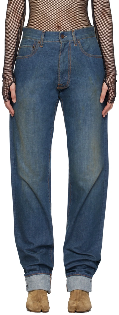 Maison Margiela Blue Turn-up Jeans In 961 American Classic