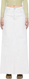 Maison Margiela Coated Denim Long Skirt In 967 White Paint
