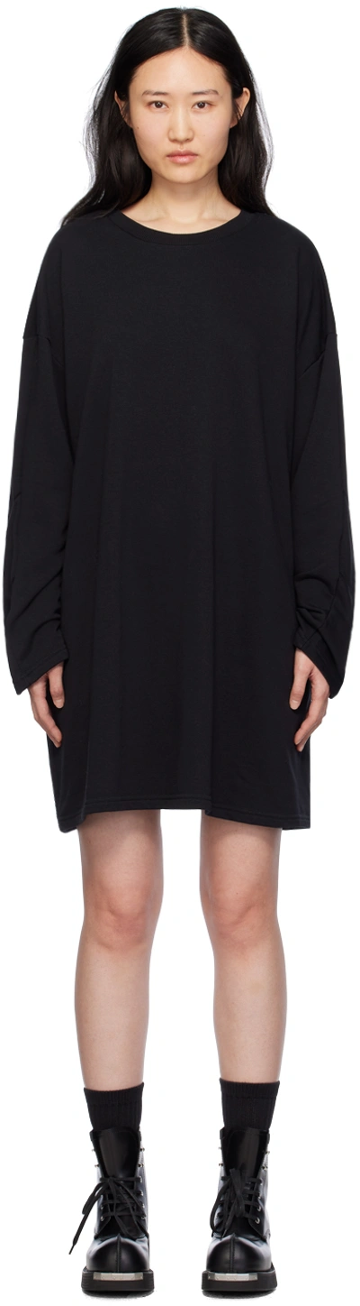 Mm6 Maison Margiela Black Dropped Shoulder Minidress In 900 Black