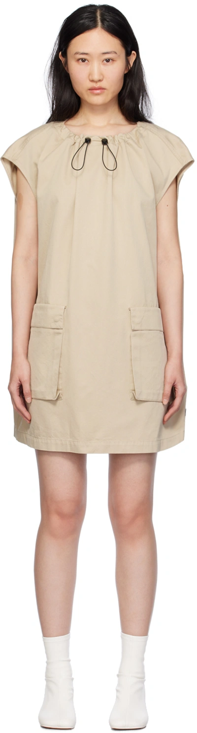 Mm6 Maison Margiela Cotton Poplin Mini Dress In Beige