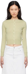 Mm6 Maison Margiela Raised-seam Fine-knit Cardigan In 688 Pale Green