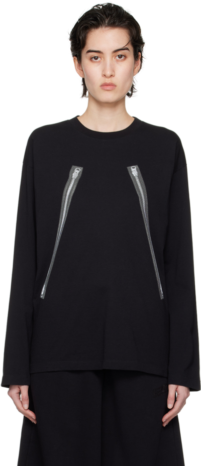 Mm6 Maison Margiela Black Graphic Long Sleeve T-shirt In 900 Black