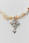 URBAN OUTFITTERS CROSS STONE NECKLACE IN PEARL, MEN'S AT URBAN OUTFITTERS