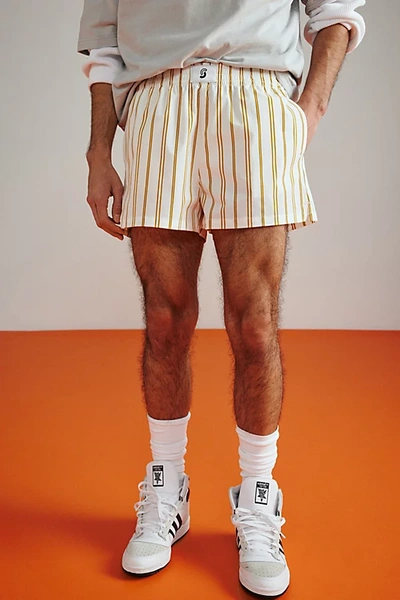 Standard Cloth Striped Boxing Short In Ivory Stripe, Men's At Urban Outfitters