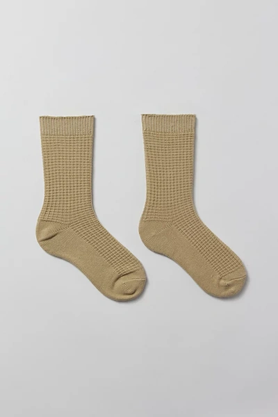 Urban Outfitters Waffle Crew Sock In Olive, Men's At