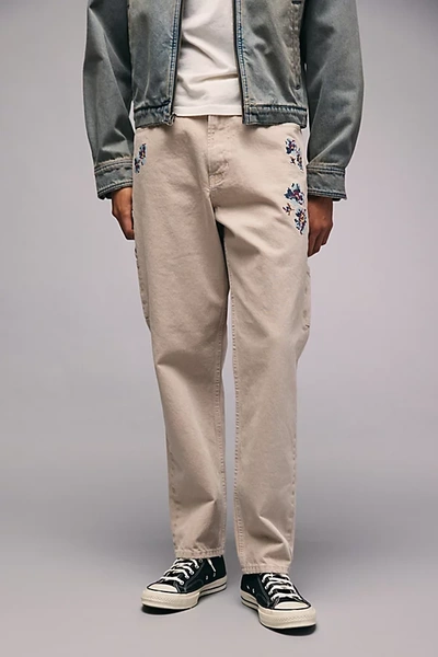 Bdg Embroidered Carpenter Jean In Ivory, Men's At Urban Outfitters