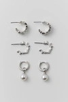 URBAN OUTFITTERS BILLIE METAL HOOP EARRING SET IN SILVER, MEN'S AT URBAN OUTFITTERS
