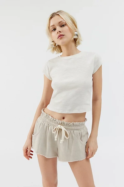 Bdg Naomi Linen Micro Short In Cream, Women's At Urban Outfitters