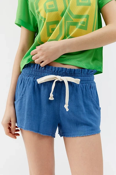 Bdg Naomi Linen Micro Short In Blue, Women's At Urban Outfitters