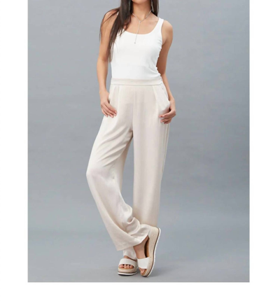 Lola And Sophie Textured Satin Pant In Beige