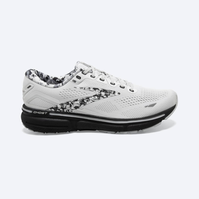 Brooks Men's Ghost 15 Running Shoes - D/medium Width In White/ebony/oyster In White/ebony/oyster