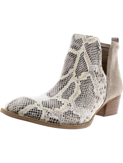 Diba True Short Side Womens Leather Snake Print Ankle Boots In Multi