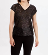 FRANK LYMAN KNIT SEQUIN SHORT SLEEVE TOP IN BLACK