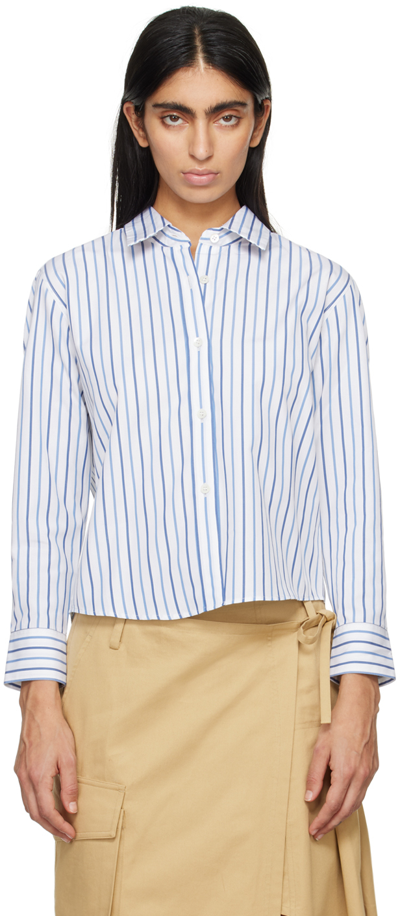 Dries Van Noten Clavini Striped Button-front Shirt In Blue