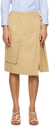 DRIES VAN NOTEN BEIGE WRAP MIDI SKIRT