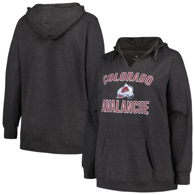 Profile Heather Charcoal Colourado Avalanche Plus Size Arch Over Logo Pullover Hoodie