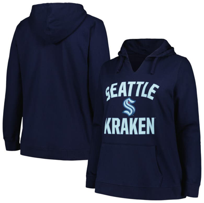 Profile Deep Sea Blue Seattle Kraken Plus Size Arch Over Logo Pullover Hoodie In Navy