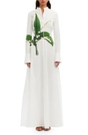 Oscar De La Renta Lily Of The Valley Cotton Poplin Maxi Dress In White