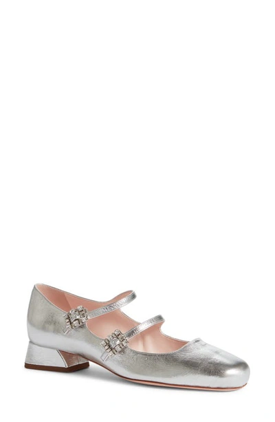 Roger Vivier Metallic Dual Mary Jane Pumps In Silver