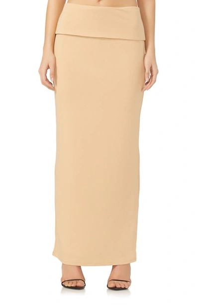 Afrm Esin Foldover Jersey Maxi Skirt In Praline