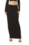 Afrm Esin Foldover Jersey Maxi Skirt In Black