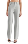 Steve Madden Loren Faux Leather Straight Leg Pants In Light Grey