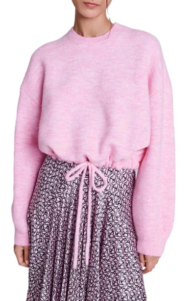Maje Mylace Drawstring Hem Sweater In Pale Pink