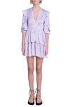 Maje Rilas Embroidered Ruffle Babydoll Minidress In Parma Violet