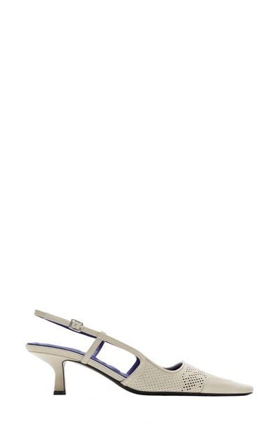 Burberry Women's Chisel 50mm Perforated Leather Slingback Pumps In Ivory