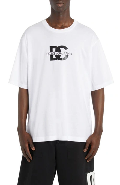 Dolce & Gabbana Dg Logo Graphic T-shirt In W0800 Bianco Ottico