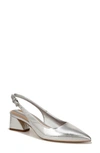 Franco Sarto Racer Slingback Pointed Toe Pump In Silver Faux Leather