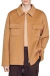 Sandro Dual Pocket Overshirt Jacket In Camel