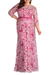 Tadashi Shoji Floral Embroidered Gown In Waterlily