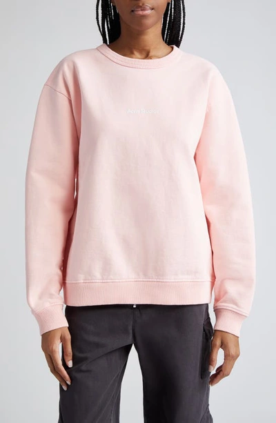 Acne Studios Relaxed Fit Logo Sweatshirt In Pale Pink