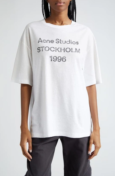 Acne Studios Logo T-shirt In Dusty_white