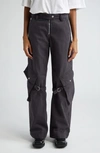 Acne Studios Washed Cotton-canvas Wide-leg Cargo Trousers In Charcoal Grey