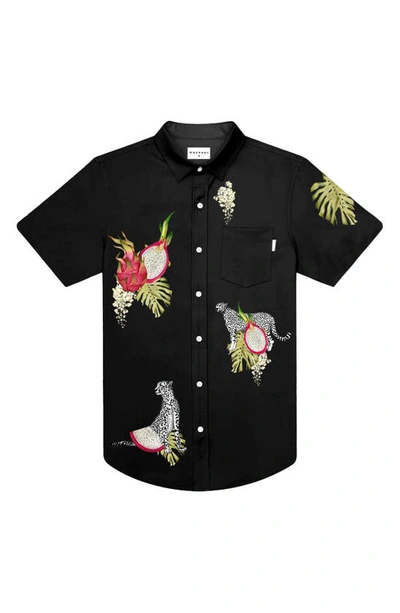 Mavrans Dragon Fruit Waterproof Performance Short Sleeve Button-up Shirt In Black Multi