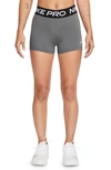 Nike Women's  Pro 3" Shorts In Iron Grey/ Black/ White