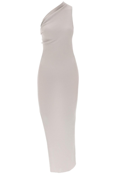 Rick Owens Ribbed One Shoulder Dress In Pearl