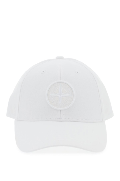 Stone Island Compass Baseball Cap In White