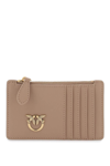 Pinko Zipped Chevron-patterned Card Holder In Brown