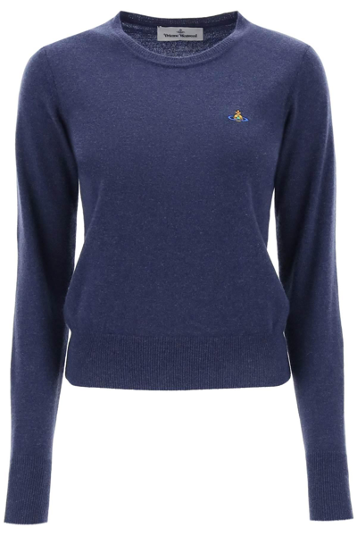 Vivienne Westwood Bea Cardigan With Logo Embroidery In Blue