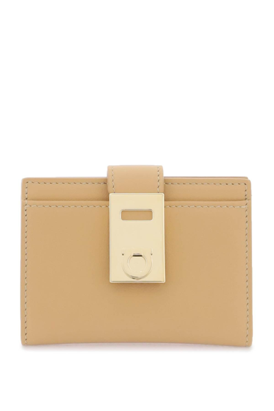 Ferragamo Hug Card Holder In Beige