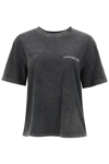 Alessandra Rich Crystal-embellished Graphic-print T-shirt In Grey