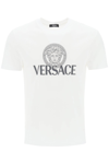 Versace Logo Printed Cotton T-shirt In White